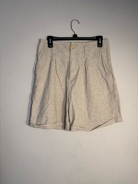 Vintage High Waisted Linen Blend Gingham Shorts BeigeWhite 13 costal grandma Y2K
